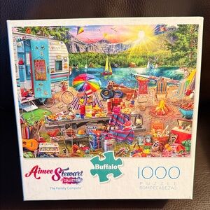 Buffalo Aimee Stewart The Family Campsite Puzzle. 1000 pieces.  Complete/ poster